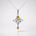 Citrine Sterling Silver Art Nouveau Inspired Necklace