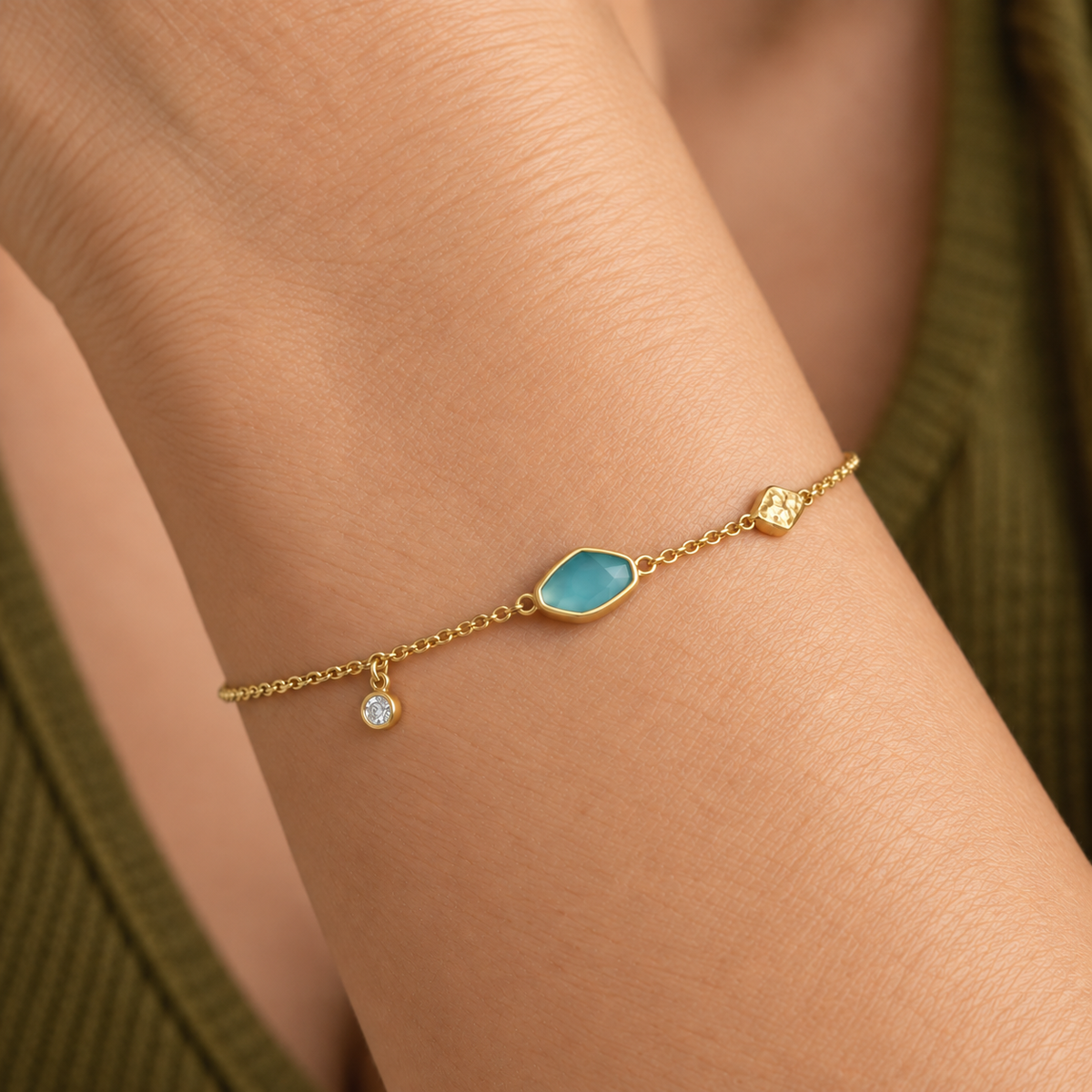 Turquoise Discs 14ct Gold Plated Bracelet | Ania Haie
