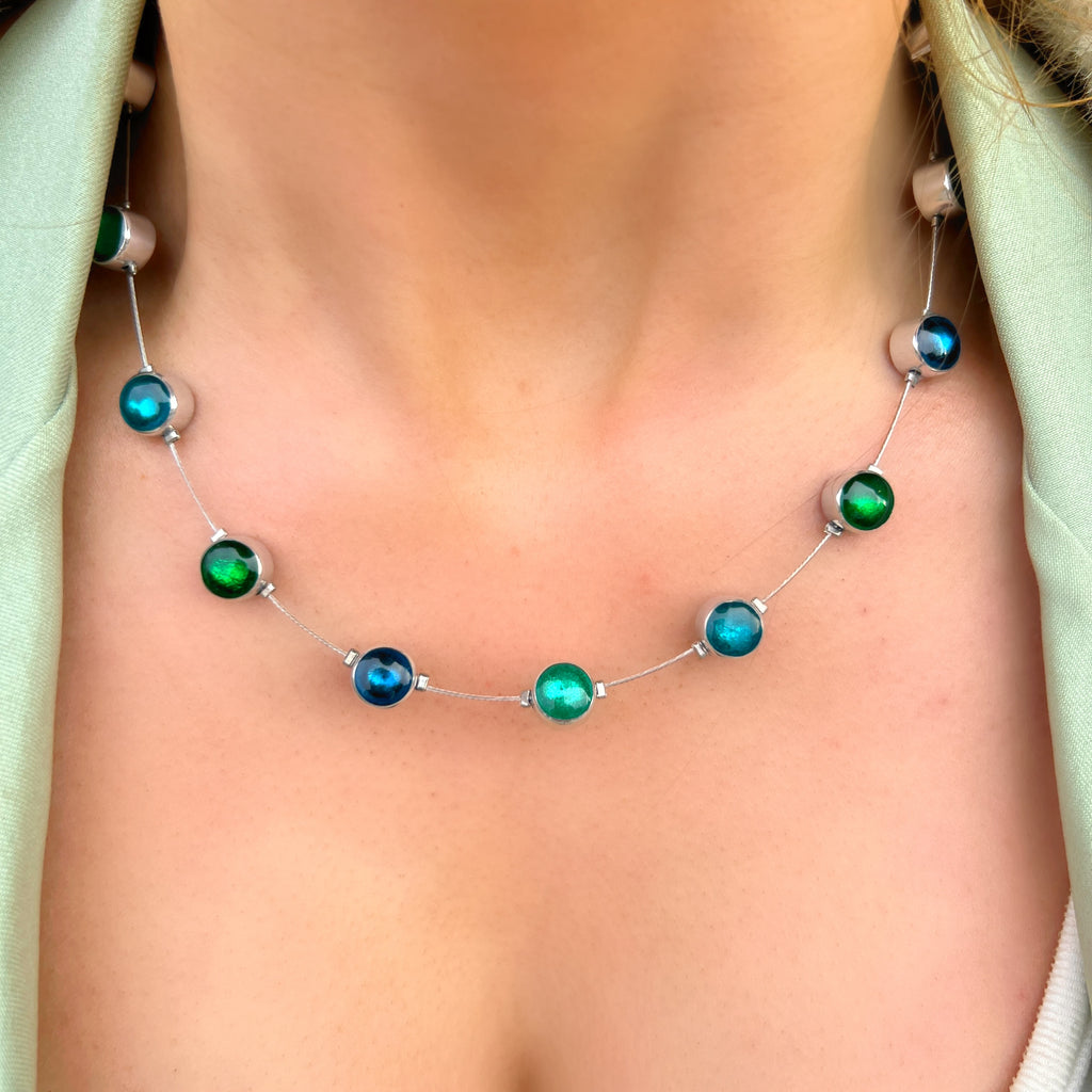 Blue & Green Dot Necklace | Watch This Space