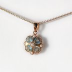 Aquamarine and Seed Pearl 9ct Yellow Gold Necklace