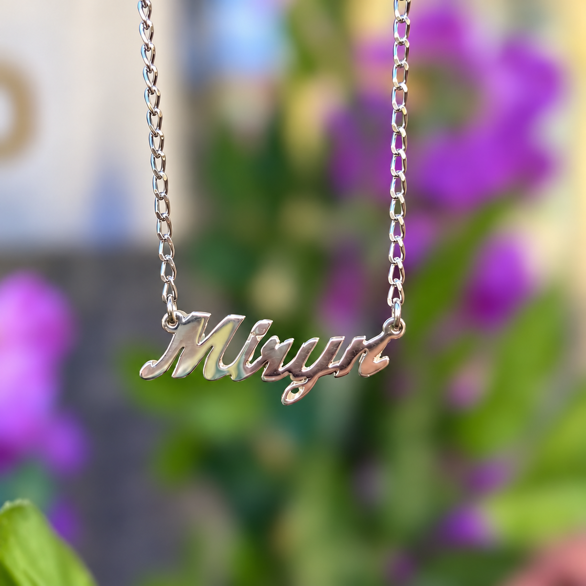 Sterling Silver Personalised Script Name Dropper Necklace | Made to Order