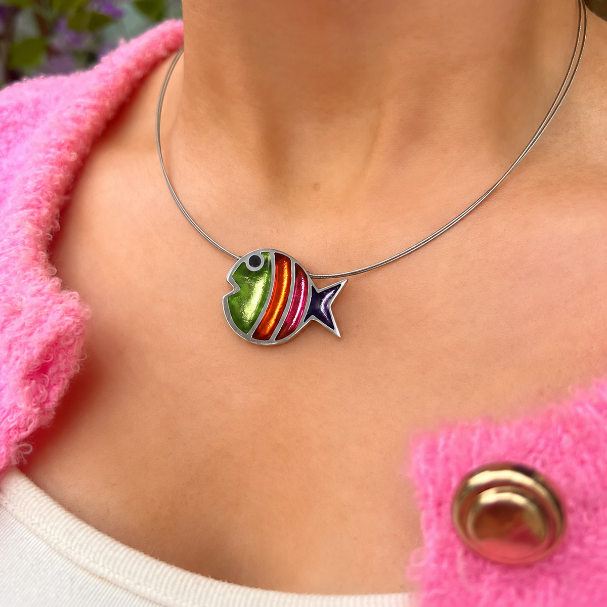 Sherbet Stripe Bubble Fish Necklace | Watch This Space
