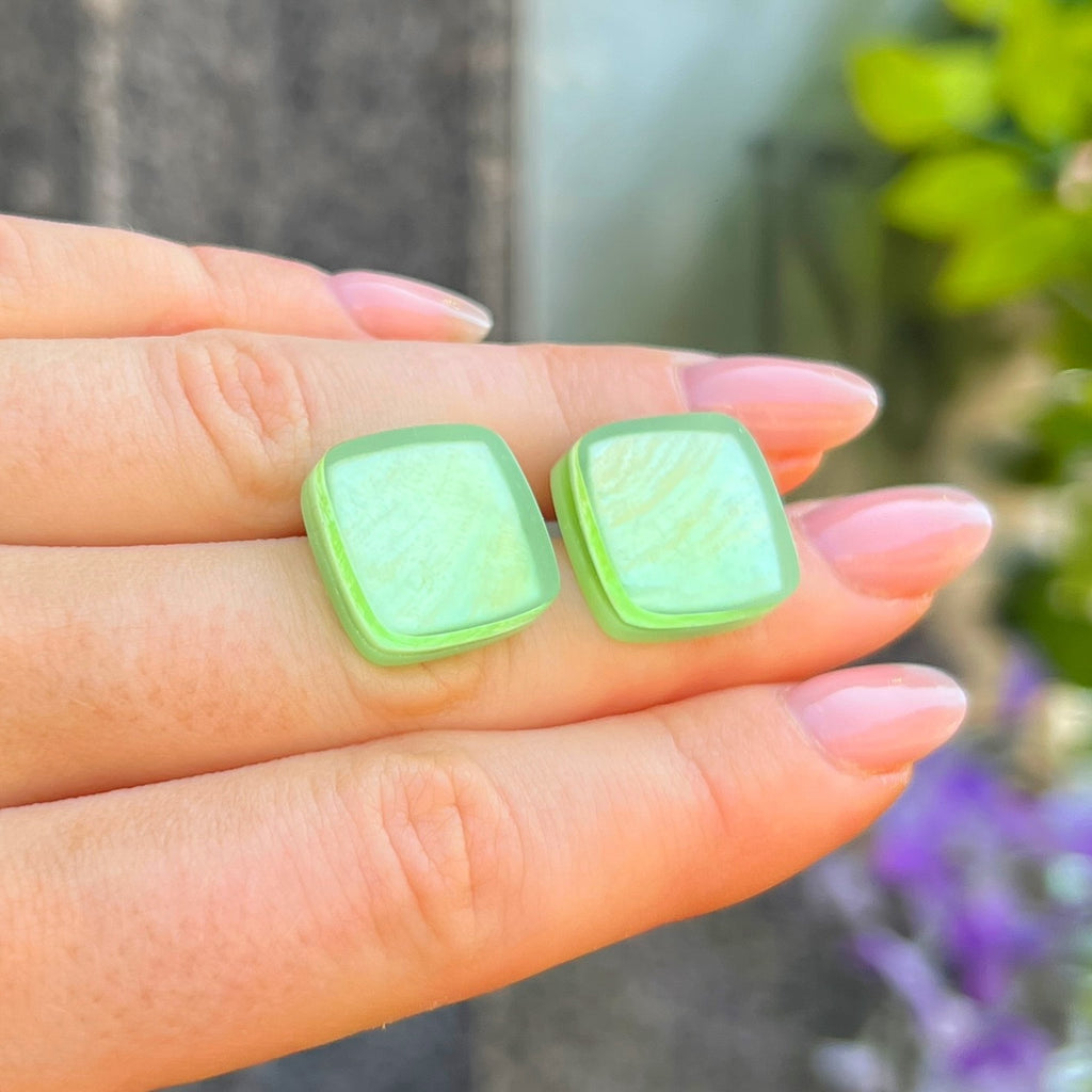 Pre-Order | Green Square Clip-On Earrings | Watch This Space