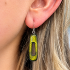 Pistachio Green Elongated Rectangle Drop Earrings | Watch This Space