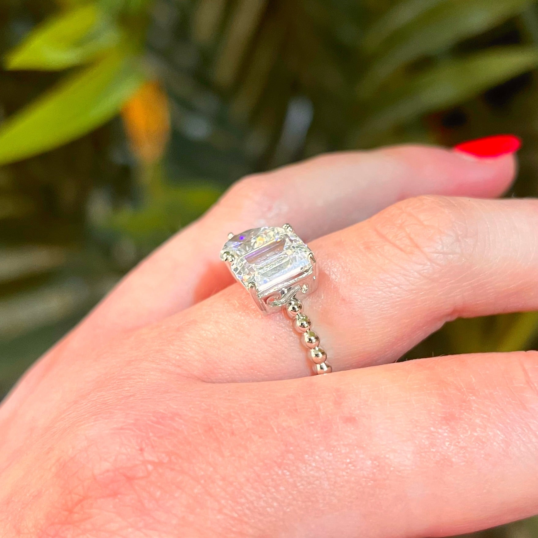 Cubic Zirconia Sterling Silver 'Toi et Moi' Ring | Size M