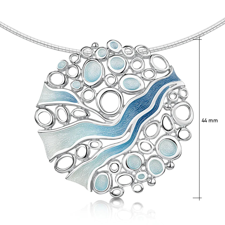 Pre-Order | Scottish 'Arctic Stream' Blue Hand Enamelled Necklace | Sheila Fleet