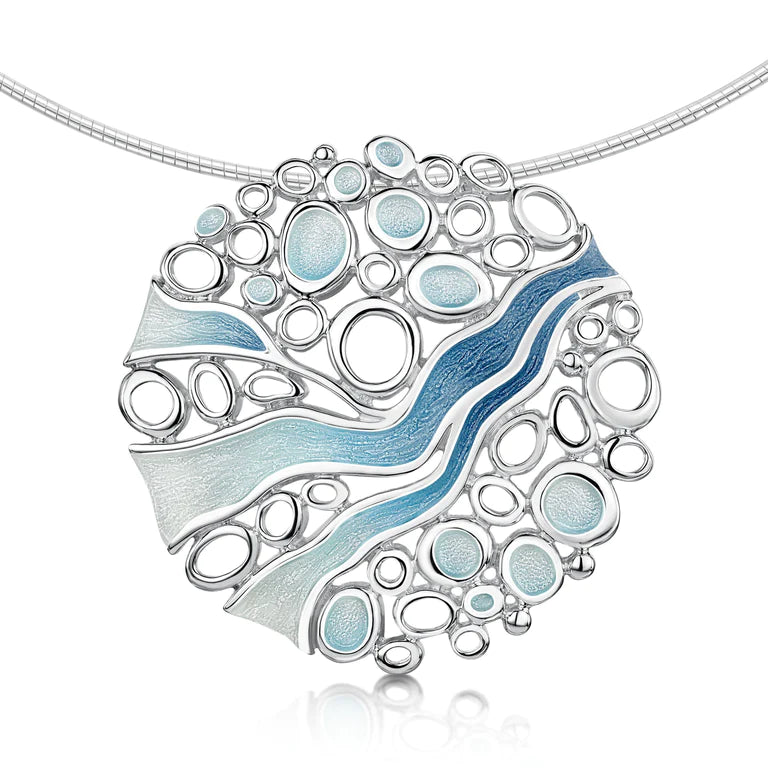 Pre-Order | Scottish 'Arctic Stream' Blue Hand Enamelled Necklace | Sheila Fleet