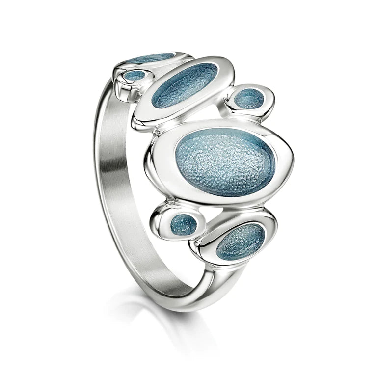 'Shoreline Pebble' Enamel Sterling Silver Dress Ring | Size K | Sheila Fleet