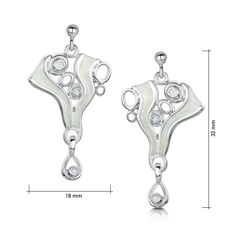 Opalescent Enamel 'Arctic Stream' Sterling Silver Drop Earrings | Sheila Fleet