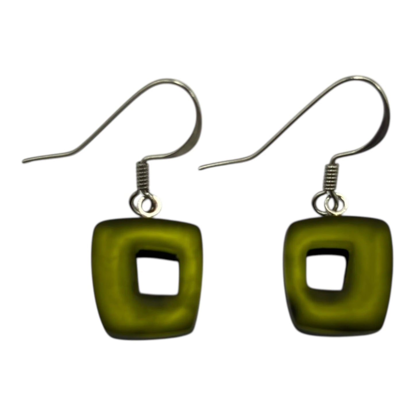 Pre-Order | Pistachio Hollow Square Drop Earrings | Watch This Space