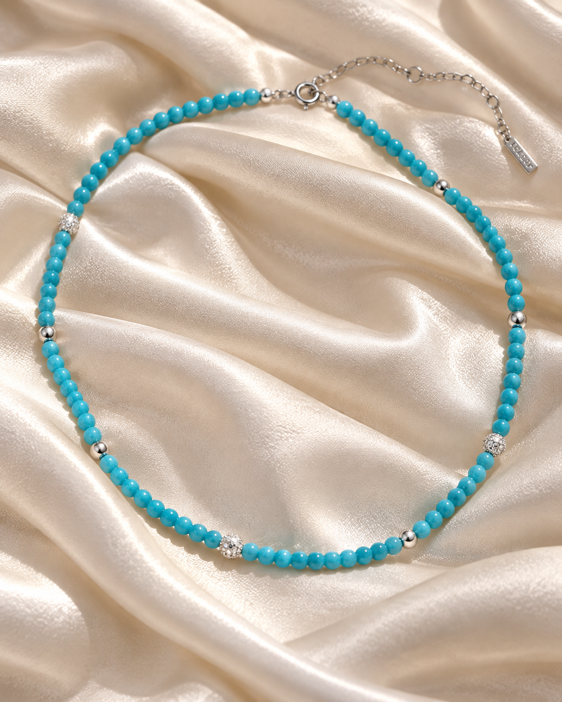 Turquoise Silver Beaded Necklace | Ania Haie