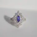'The Victoria' Marquise Tanzanite and Diamond 18ct White Gold Ring | Size O