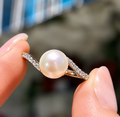 Pearl and Diamond 9ct Yellow Gold Twist Ring | Size L