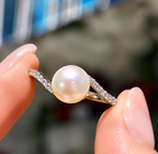 Pearl and Diamond 9ct Yellow Gold Twist Ring | Size L