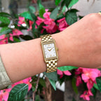 Herbelin | Art Deco Steel Gold Square Watch with White Dial | Ladies