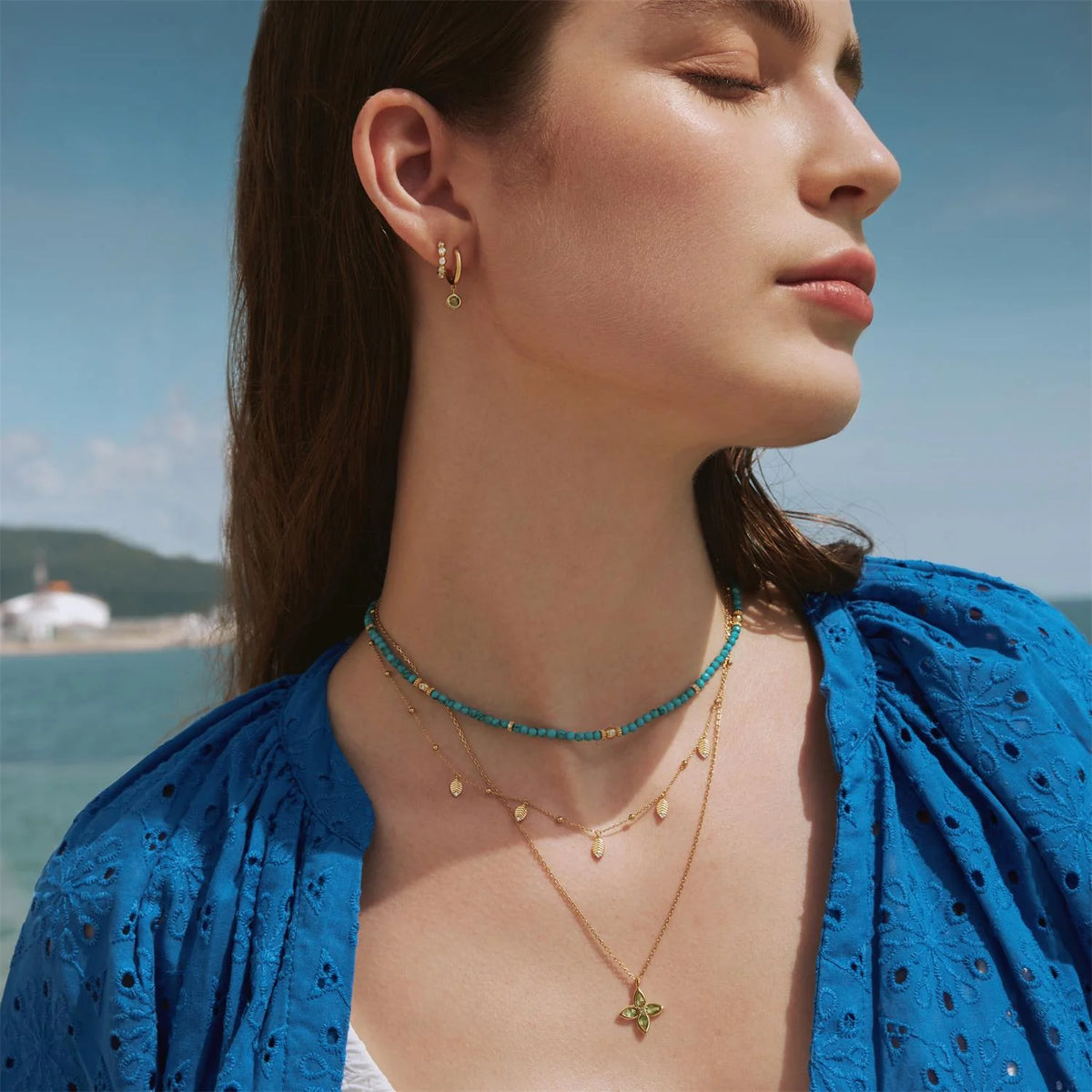 Turquoise 14ct Gold Plated Beaded Necklace | Ania Haie