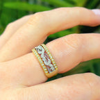 Floral Inspired Diamond 18ct Yellow and White Gold Ring | Size N