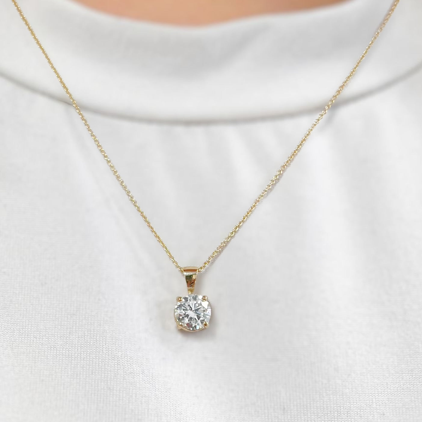 Lab-Grown Diamond 9ct Yellow Gold Solitaire Necklace