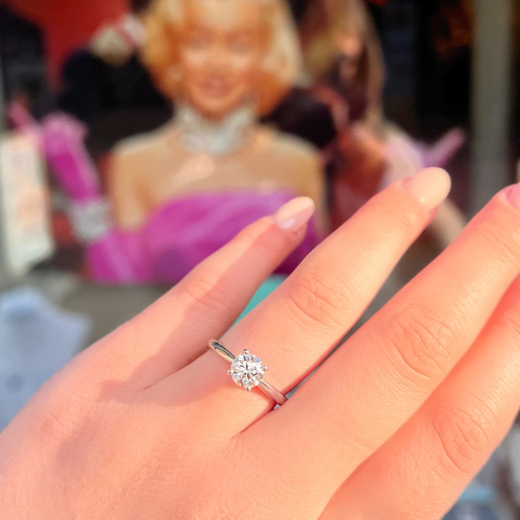 'The Marilyn' 1ct Natural Diamond Platinum Solitaire Engagement Ring | Size M
