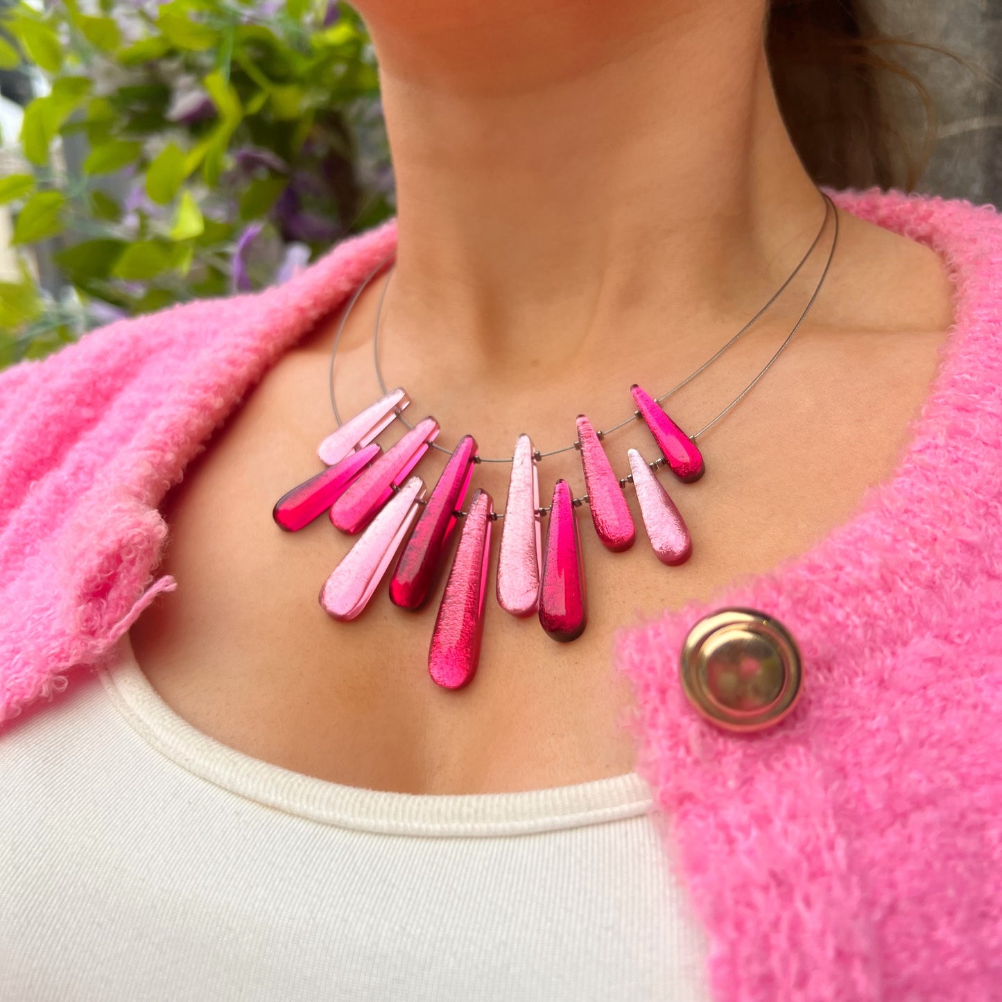 ‘Watch This Space’ Pink Icicle Necklace