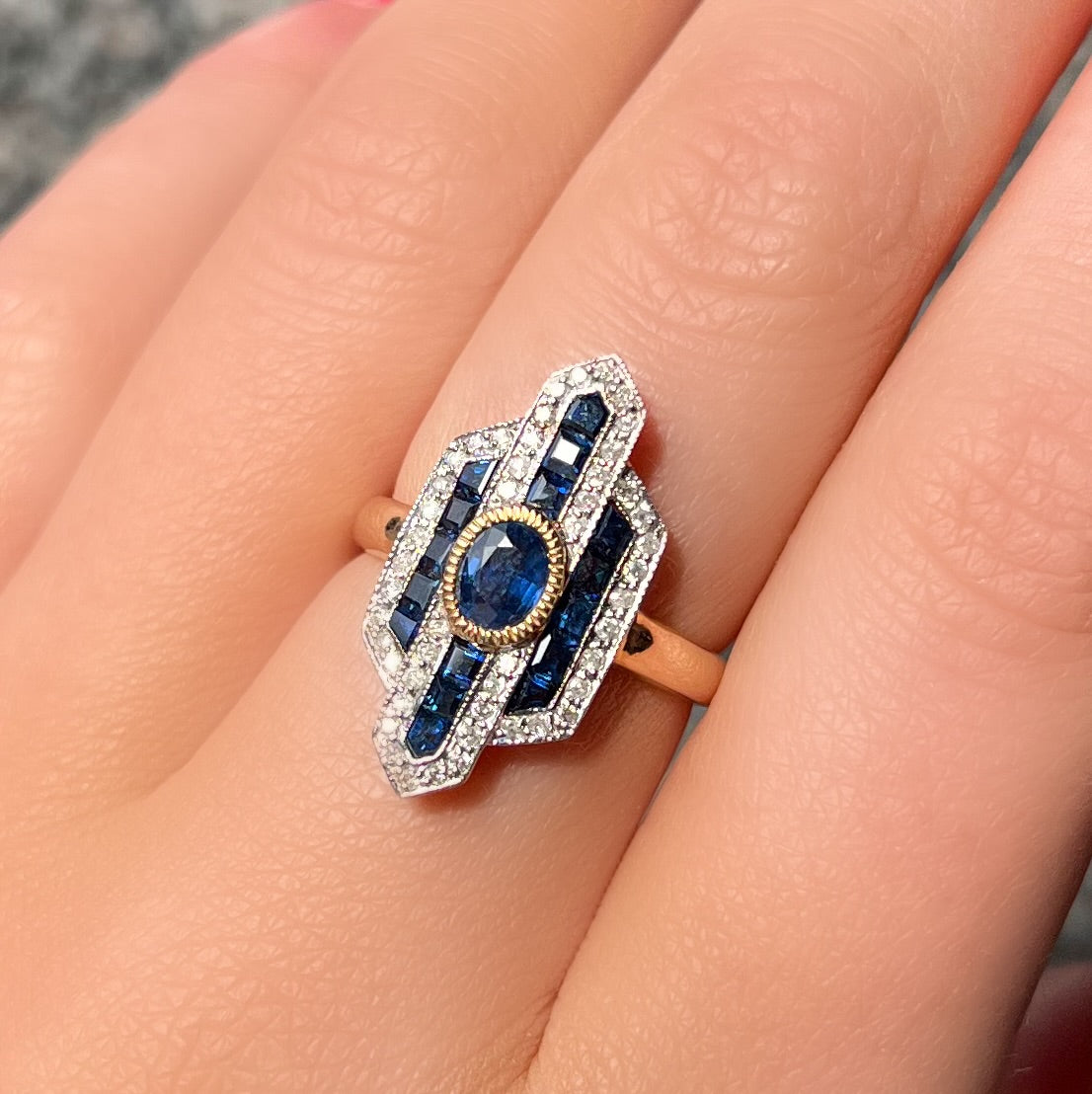 Sapphire and Diamond 18ct Yellow Gold Ring | Size N