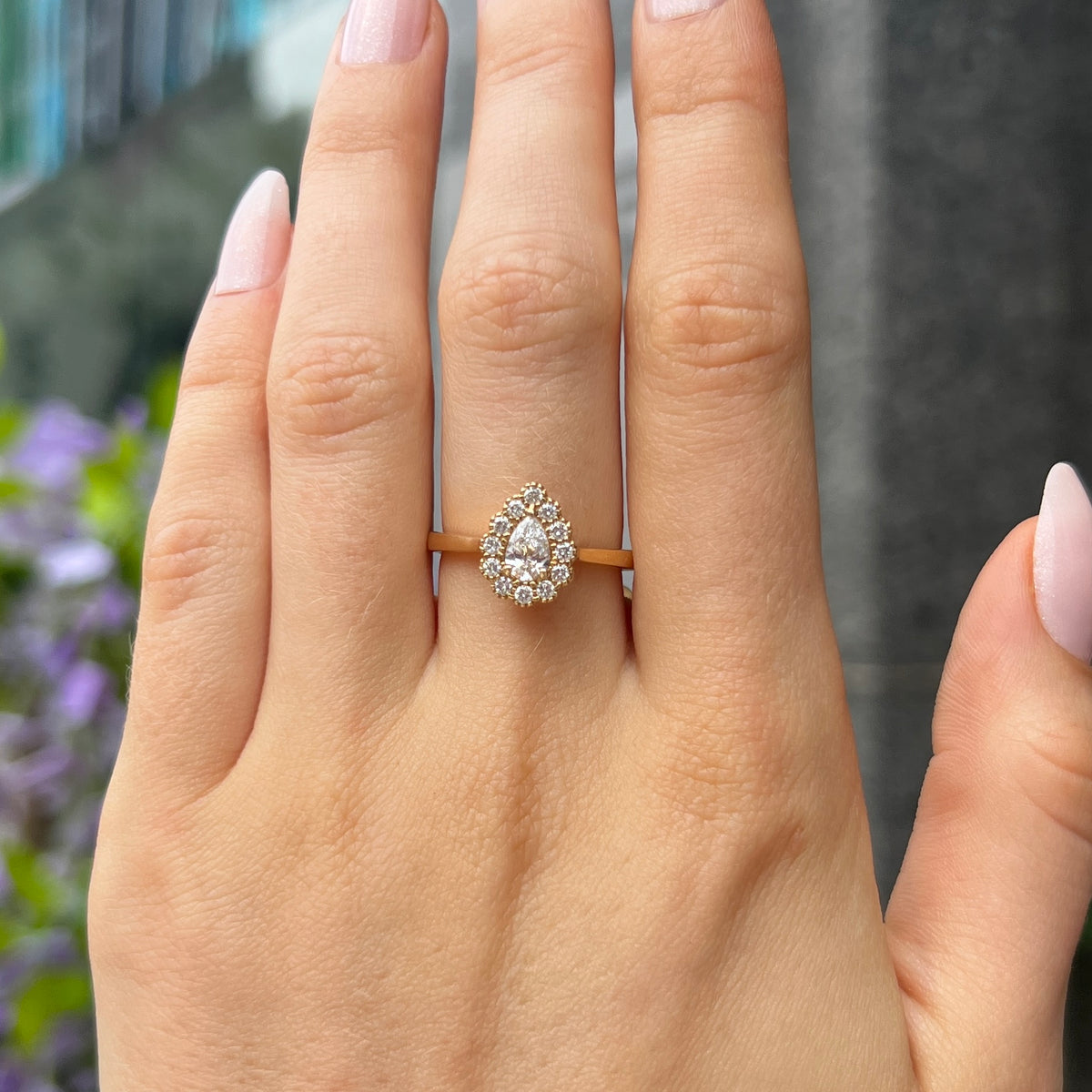 Pear Shaped Diamond 18ct Yellow Gold Ring | Size M