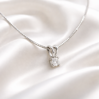 Diamond 9ct White Gold Dainty Necklace