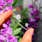 Sterling Silver & Cubic Zirconia Double Heart Children's Bangle (age 3-12 years)