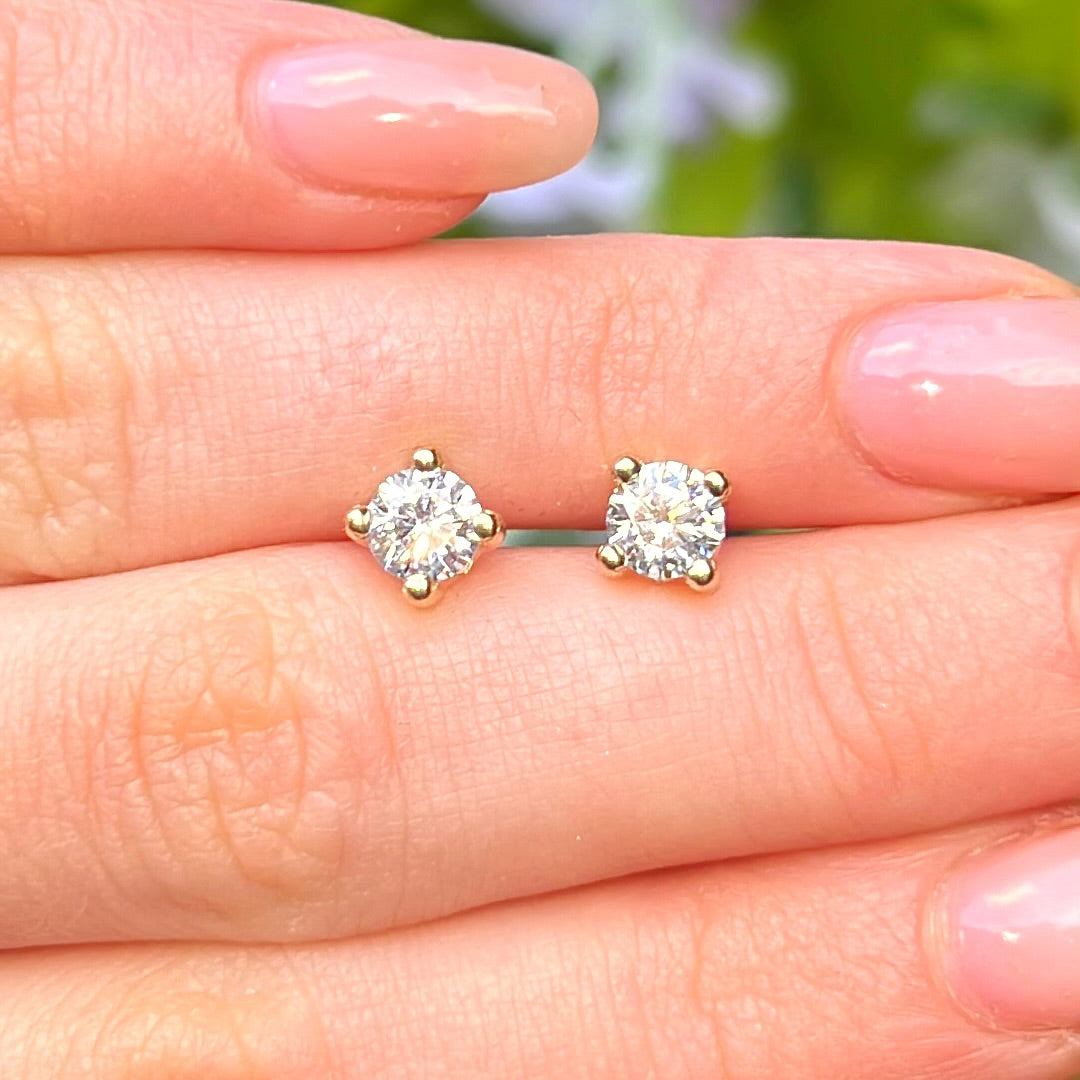 Cubic Zirconia 9ct Yellow Gold Stud Earrings