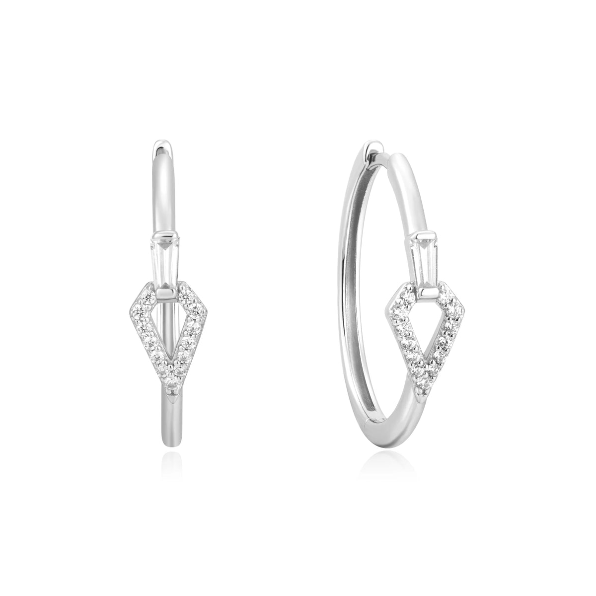 Sterling Silver Cubic Zirconia Geometric Hoop Earrings | Ania Haie