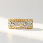 Floral Inspired Diamond 18ct Yellow and White Gold Ring | Size N