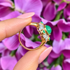 Jade and Diamond Art Deco Reproduction 9ct Yellow Gold Ring