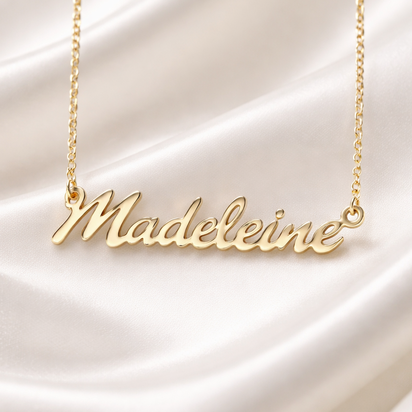 Made to Order Personalised 9ct Gold Script Name Dropper Necklace
