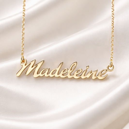 Personalised Script Name dropper Necklace - 9ct Gold