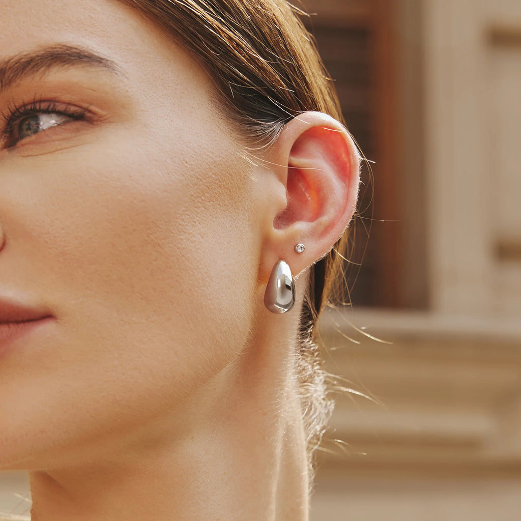 Sterling Silver Bold Dome Hoop Earrings | Ania Haie