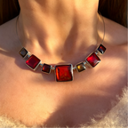 Pre-Order | Red, Orange and Gold Square Necklace | Watch This Space