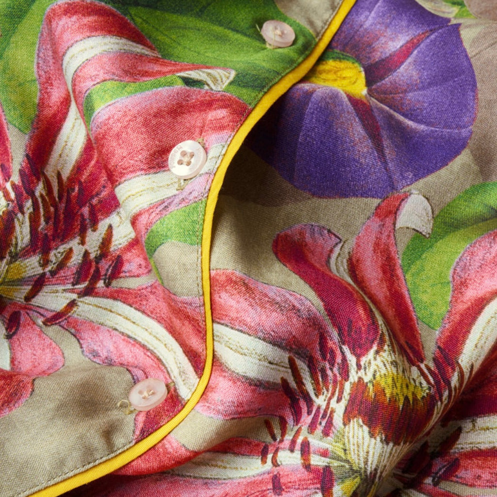 Super Soft Oversized Green Floral Botanicals Long Pyjamas | Powder Accessories