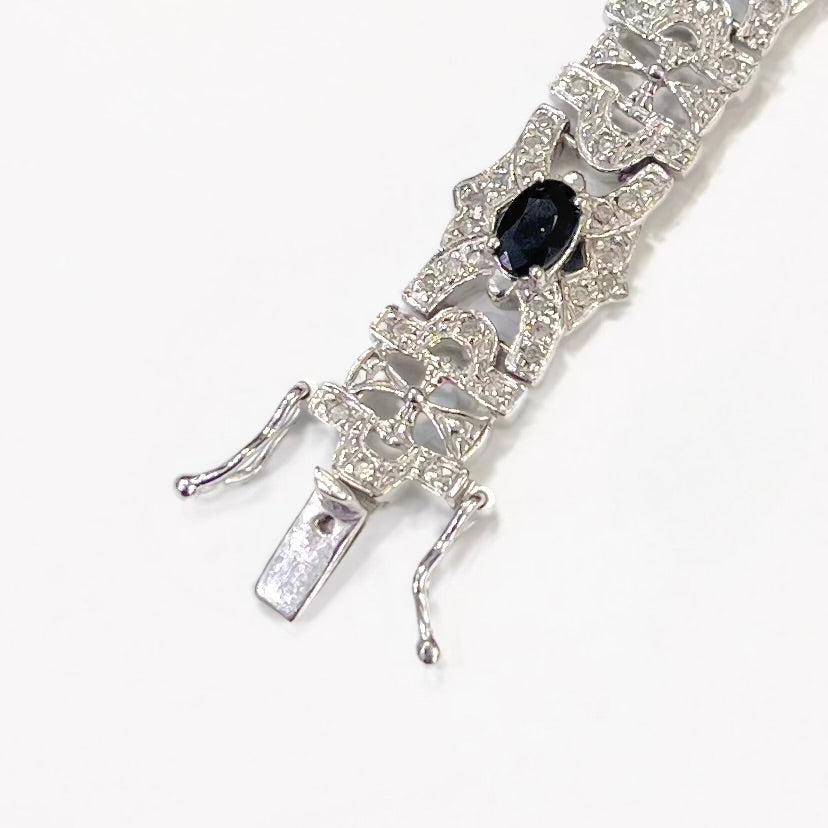 Exquisite Vintage 18ct White Gold Sapphire and Diamond Bracelet