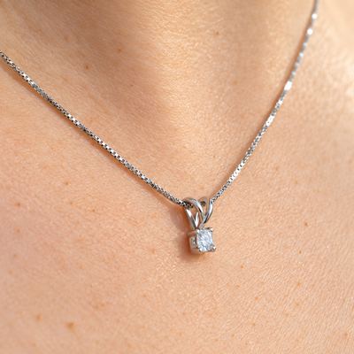 Diamond 9ct White Gold Dainty Necklace