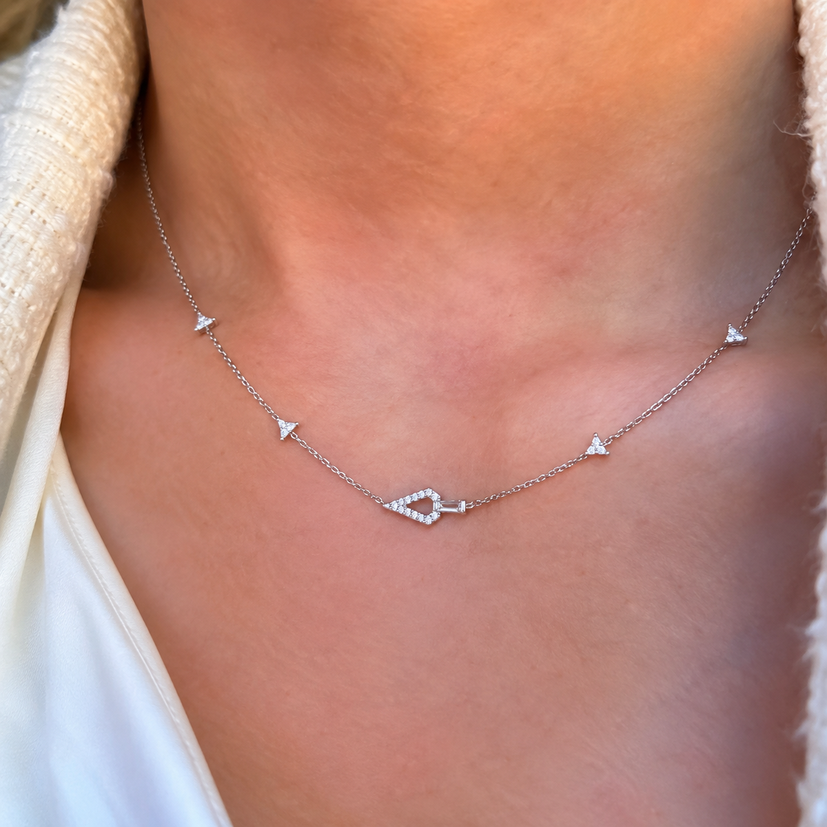 Sterling Silver Cubic Zirconia Geometric Satellite Necklace | Ania Haie