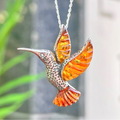 Amber Sterling Silver Bird Necklace