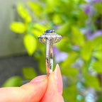 Blue Cubic Zirconia Sterling Silver Halo Ring | Size O ½