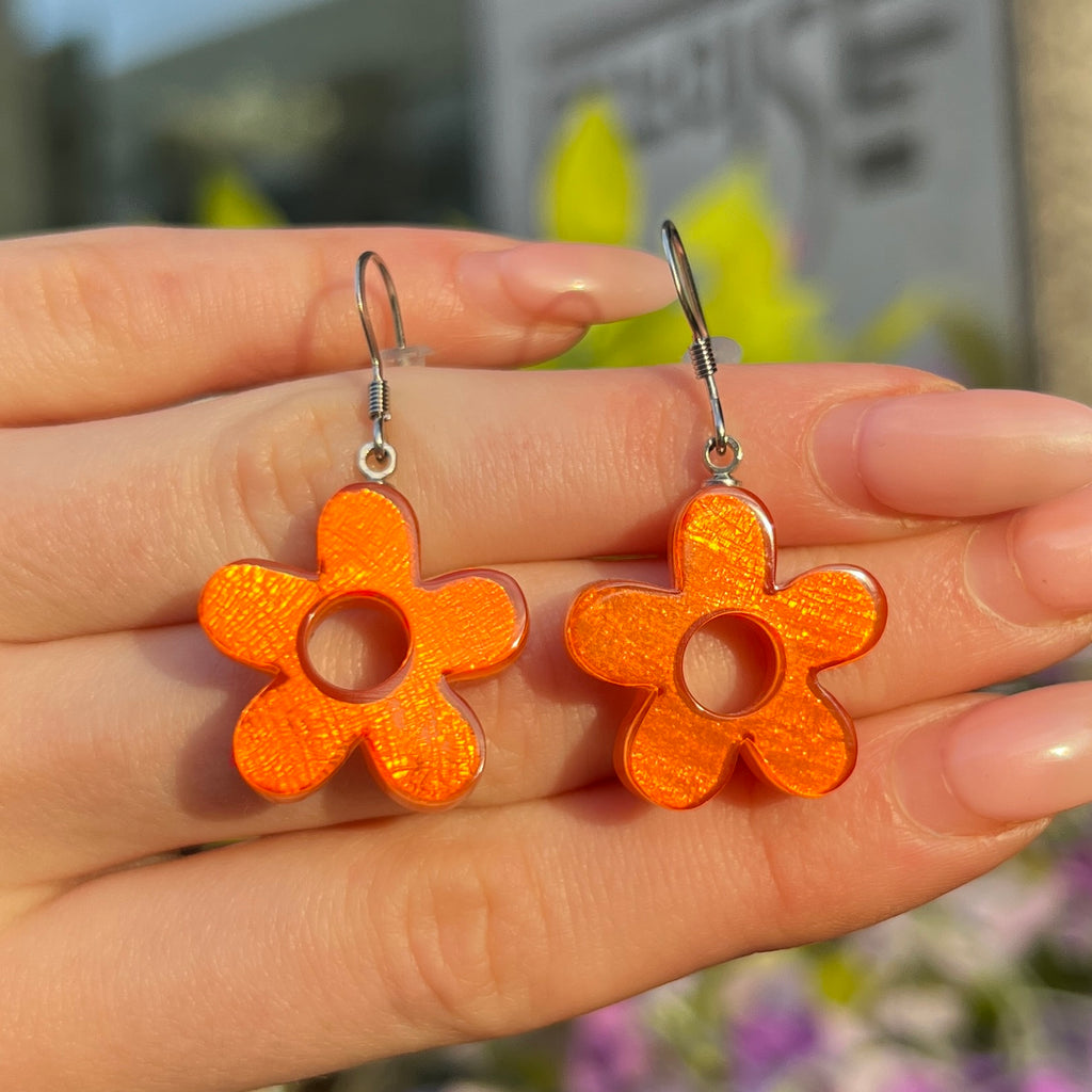 Pre-Order | Orange Flower Drop Earrings | Watch This Space