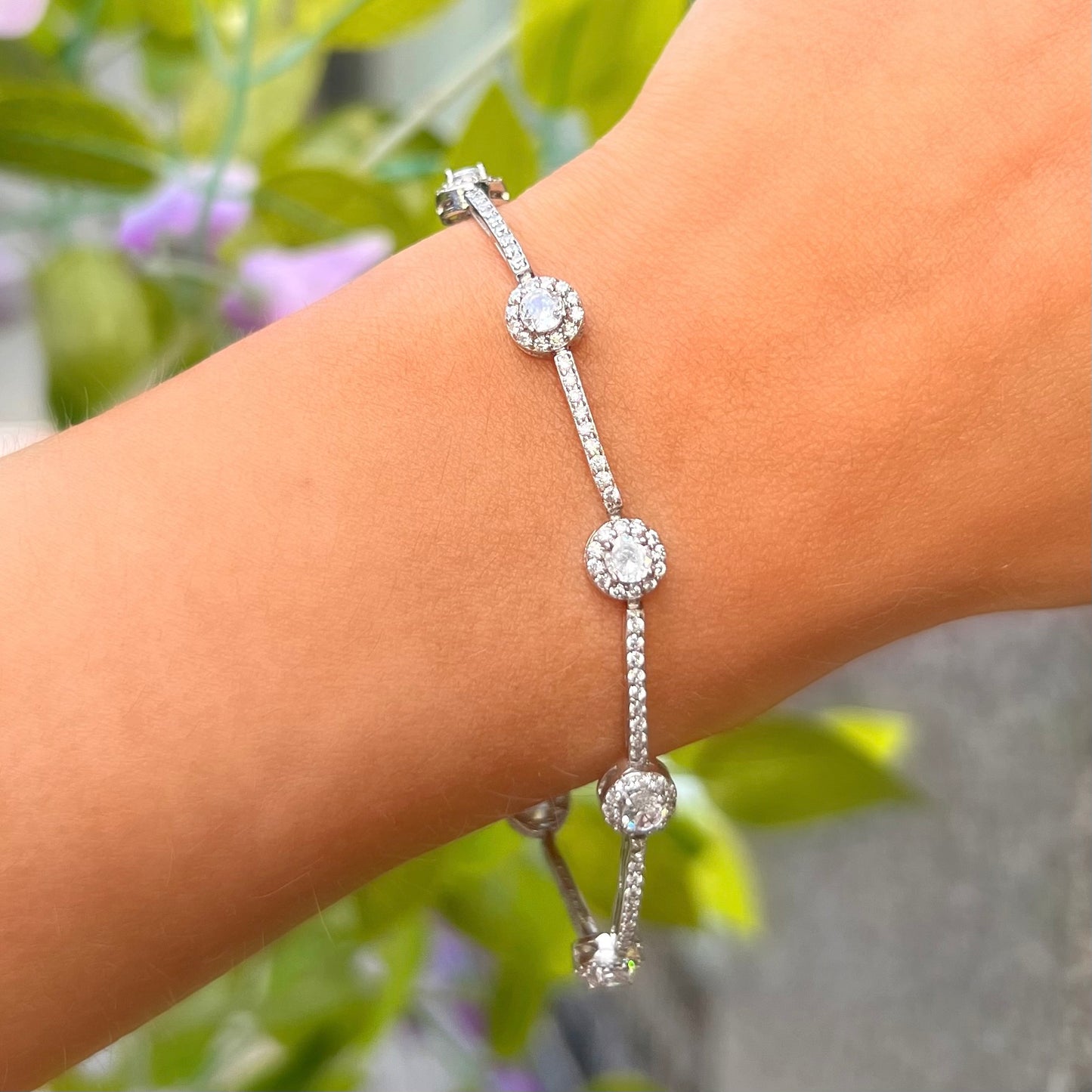 Elegant Sterling Silver Cubic Zirconia Bracelet