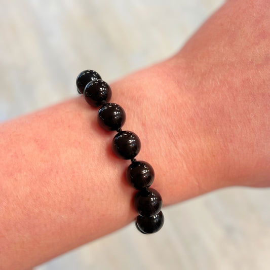 Sterling Silver Onyx Beaded Bracelet