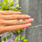 Vintage Black & White Diamond 9ct White Gold Kisses Stud Earrings