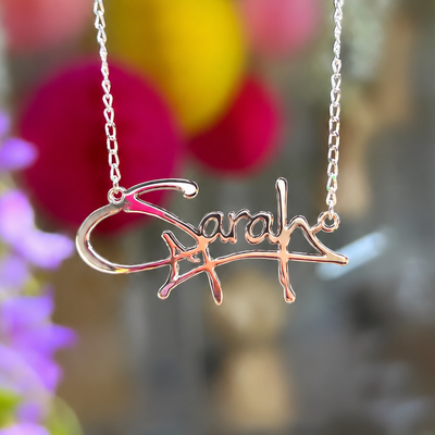 Personalised Sterling Silver Graffiti Name Dropper Necklace | Made to Order