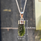 Rough Cut Green Moldavite Sterling Silver Pendant