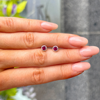 Bezel Set Round Ruby Sterling Silver Small Stud Earrings