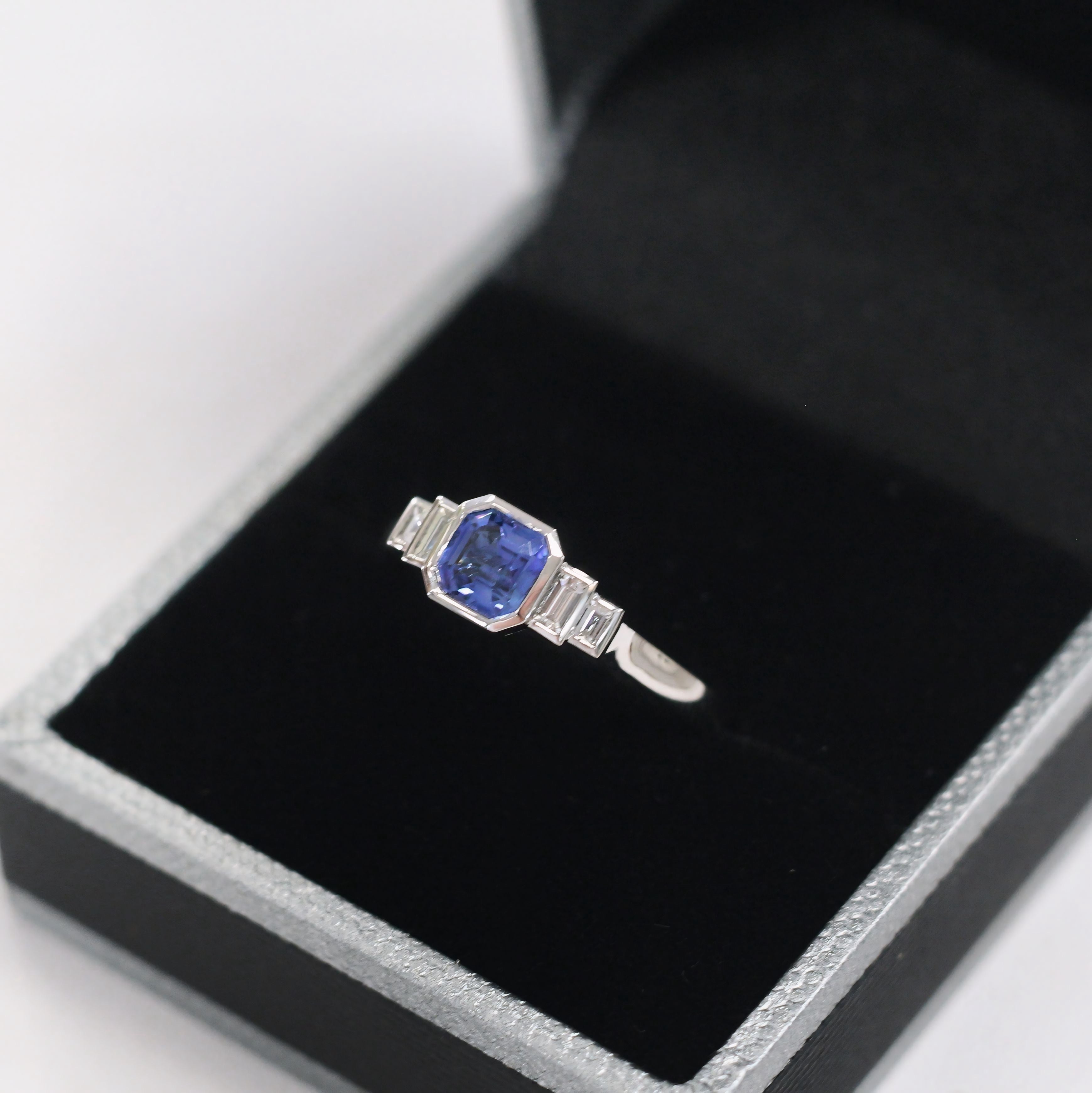 Sapphire and Diamond Platinum Ring | Size M ½